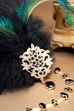 BABEYOND Feather | Feather<Art Deco Beaded Peacock Feather Headpiece