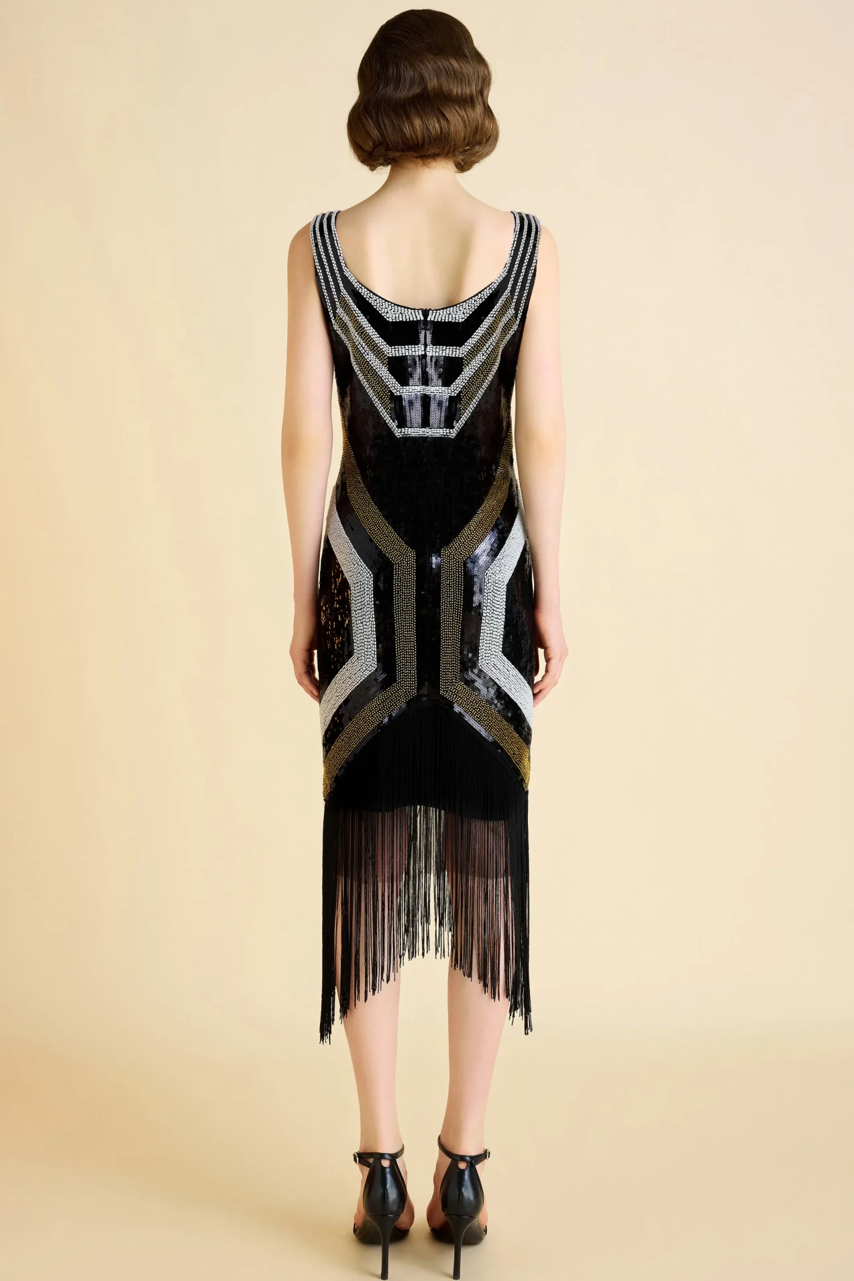 BABEYOND Flapper Dresses | Fringe<Art Deco Geometric Sequin Beaded Flapper Dress