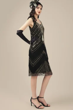 BABEYOND Flapper Dresses | Fringe<Art Deco Geometric Symmetry Beaded Flapper Dress