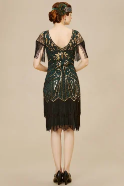 BABEYOND Flapper Dresses | Fringe<Art Deco Paisley Sequin Fringe Dress