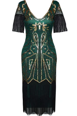 BABEYOND Flapper Dresses | Fringe<Art Deco Paisley Sequin Fringe Dress