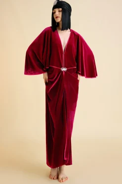BABEYOND Evening Dresses | Velvet<Batwing Sleeve Slit Robe Dress