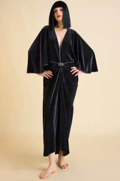 BABEYOND Evening Dresses | Velvet<Batwing Sleeve Slit Robe Dress
