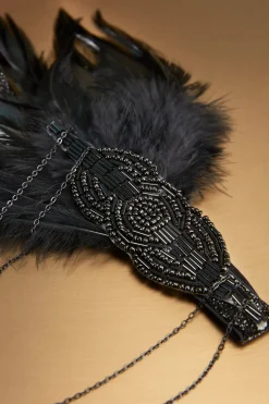 BABEYOND Feather | Chain<Beaded Chain Ostrich Feather Headband