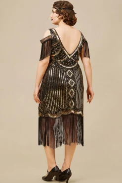 BABEYOND Plus Size<Beaded Off Shoulder Flapper Plus Size Dress