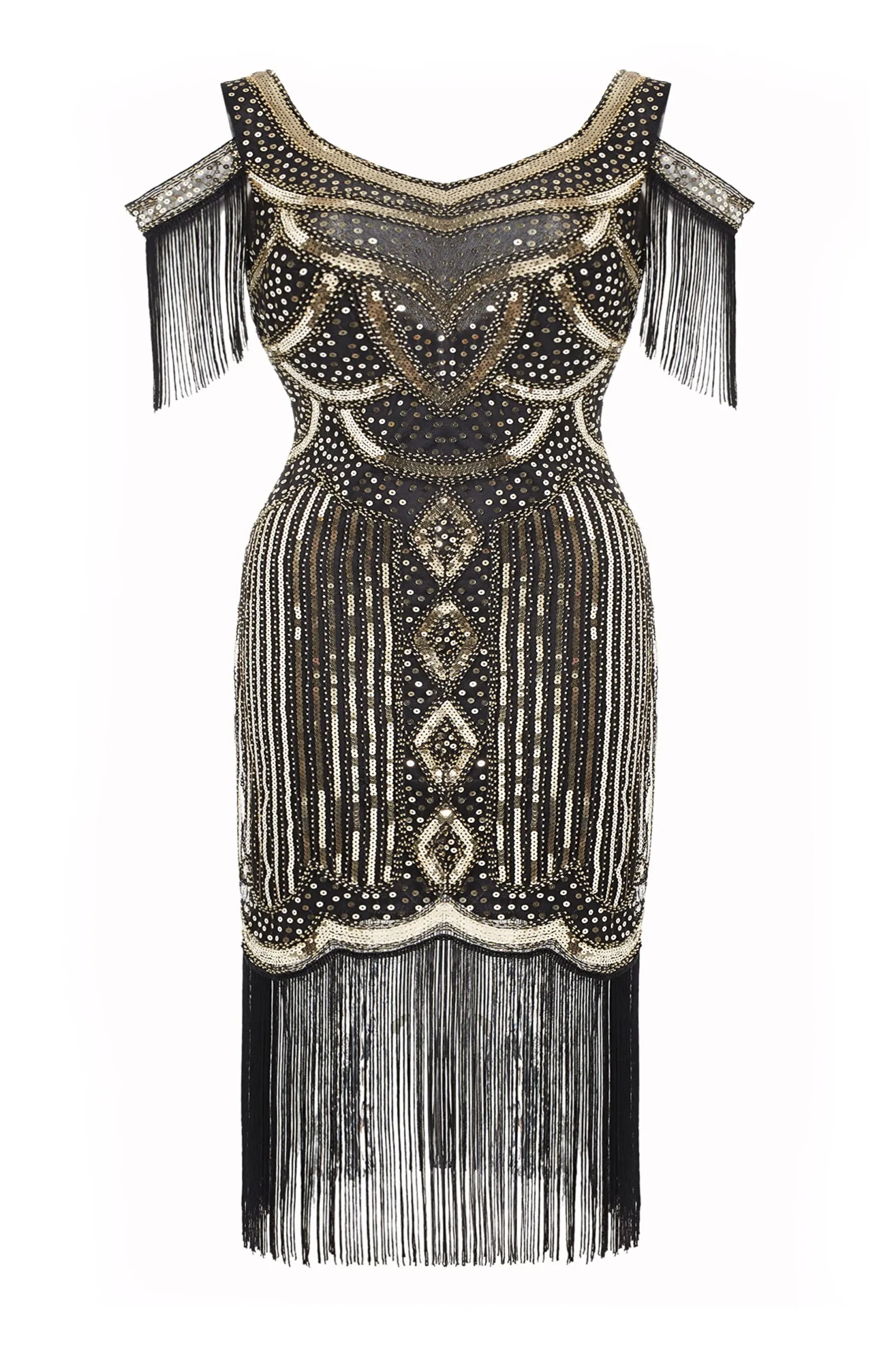 BABEYOND Plus Size<Beaded Off Shoulder Flapper Plus Size Dress