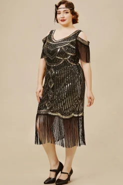 BABEYOND Flapper Dresses | Fringe<Beaded Off Shoulder Flapper Dress