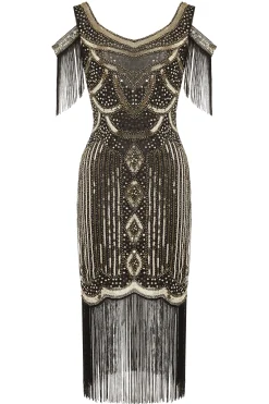 BABEYOND Flapper Dresses | Fringe<Beaded Off Shoulder Flapper Dress