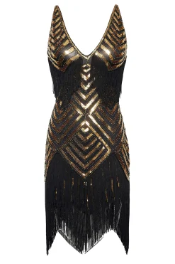 BABEYOND Plus Size<Beaded Sequin V-Neck Mini Plus Size Dress