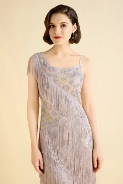 BABEYOND Flapper Dresses | Fringe<Charming Floral Beaded Fringe Flapper Dress