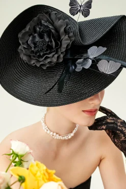 BABEYOND Fascinators<Classic Vintage Wide Brim Fascinator