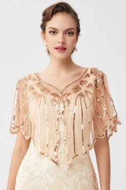 BABEYOND Shawls & Scarves | Vintage<Classy Geometric Sequin Sheer Shawl