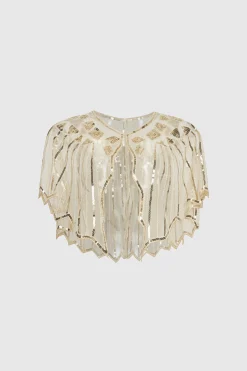 BABEYOND Shawls & Scarves | Vintage<Classy Geometric Sequin Sheer Shawl