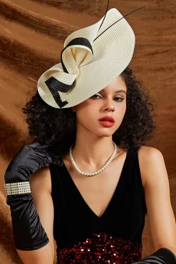 BABEYOND Fascinators<Delicate Wide-Brim Wavy Fascinator
