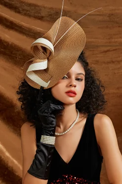BABEYOND Fascinators<Delicate Wide-Brim Wavy Fascinator