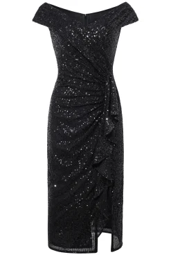 BABEYOND Flapper Dresses | Formal Dresses<Draped Cascading Ruffle Sequin Cocktail Dress