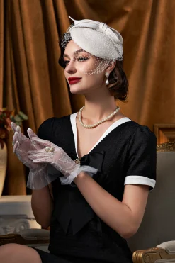 BABEYOND Fascinators<Elegant Bow Knot Pillbox Veil Fascinator