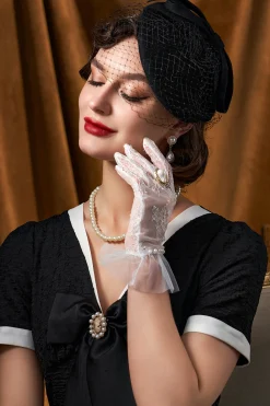 BABEYOND Lady<Elegant Bow Knot Pillbox Veil Fascinator