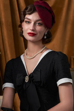 BABEYOND Lady<Elegant Bow Knot Pillbox Veil Fascinator