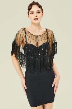 BABEYOND Shawls & Scarves | Vintage<Elegant Crystal Beaded Fringe Shawl