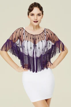 BABEYOND Shawls & Scarves | Vintage<Elegant Crystal Beaded Fringe Shawl