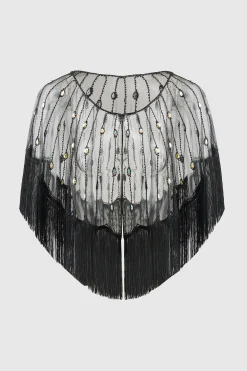 BABEYOND Shawls & Scarves | Vintage<Elegant Crystal Beaded Fringe Shawl