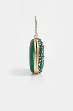 BABEYOND Handbags | Flapper<Elegant Emerald Jeweled Oval Clutch