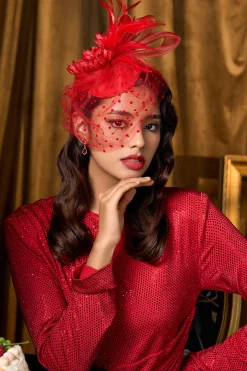 BABEYOND Fascinators<Elegant Floral Feather Pillbox Veil Fascinator