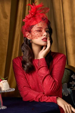 BABEYOND Fascinators<Elegant Floral Feather Pillbox Veil Fascinator