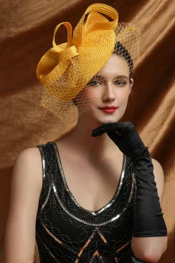 BABEYOND Fascinators<Elegant Half-Veiled Ribbon Fascinator