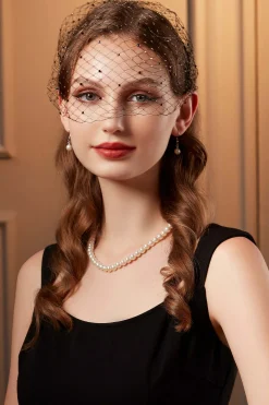 BABEYOND Fascinators<Elegant Partial Veil Headband Fascinator