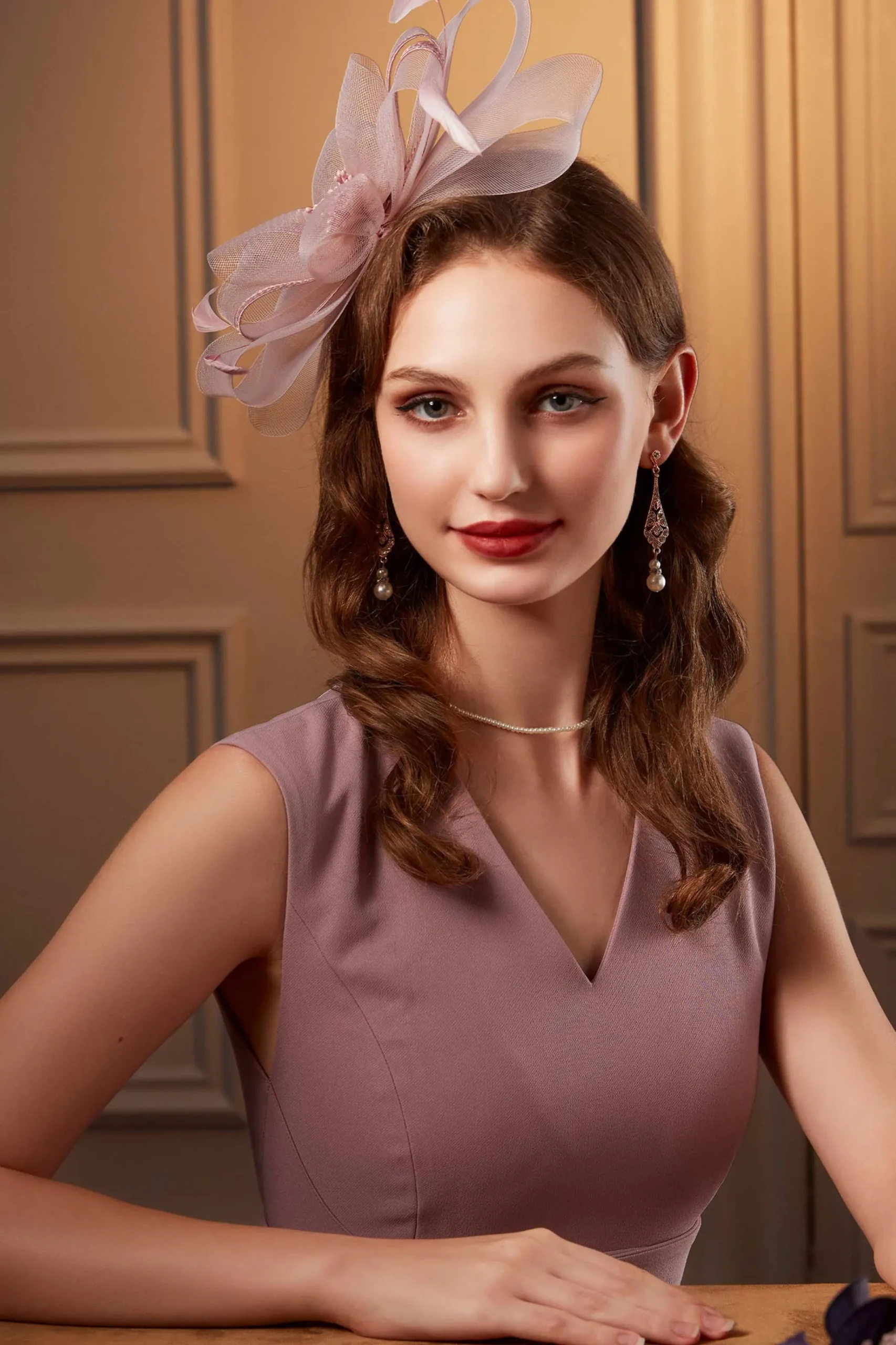 BABEYOND Fascinators<Elegant Ribbon Feather Kentucky Fascinator