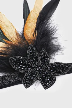BABEYOND Feather | Feather<Elegant Two-Toned Beaded Feather Headband