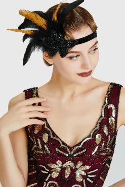BABEYOND Feather | Feather<Elegant Two-Toned Beaded Feather Headband