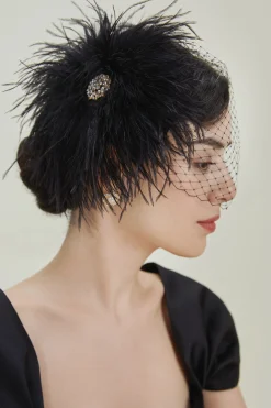 BABEYOND Fascinators | Rhinestone<Embellished Rhinestone Fluffy Veil Fascinator