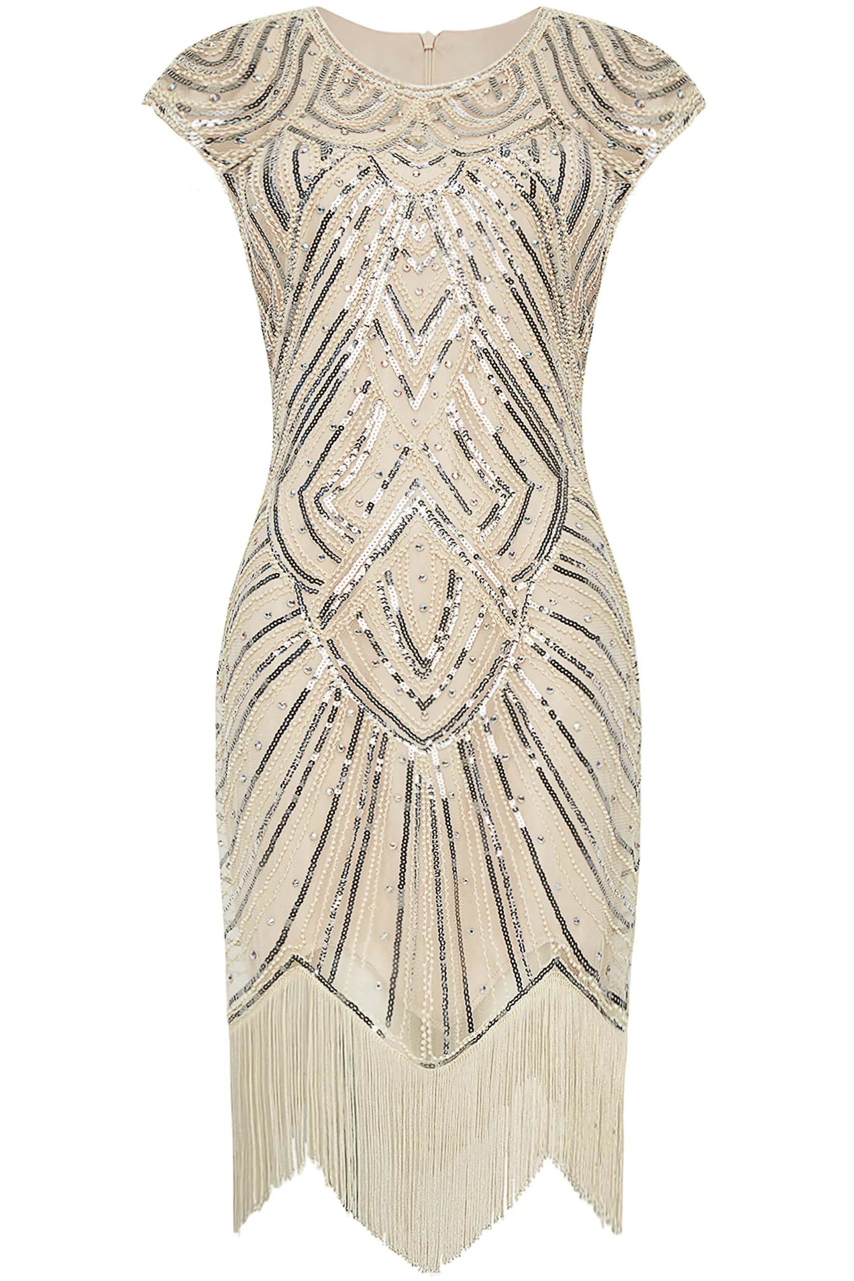 BABEYOND Flapper Dresses | Fringe<Embellished Sequin Cap Sleeves Dress