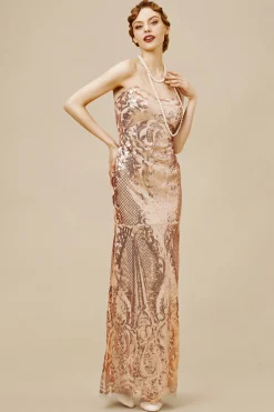 BABEYOND Evening Dresses | Sequin<Embroidered Sequin Strapless Paisley Dress