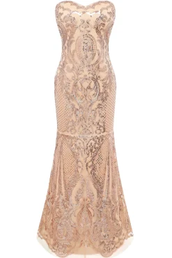 BABEYOND Evening Dresses | Sequin<Embroidered Sequin Strapless Paisley Dress