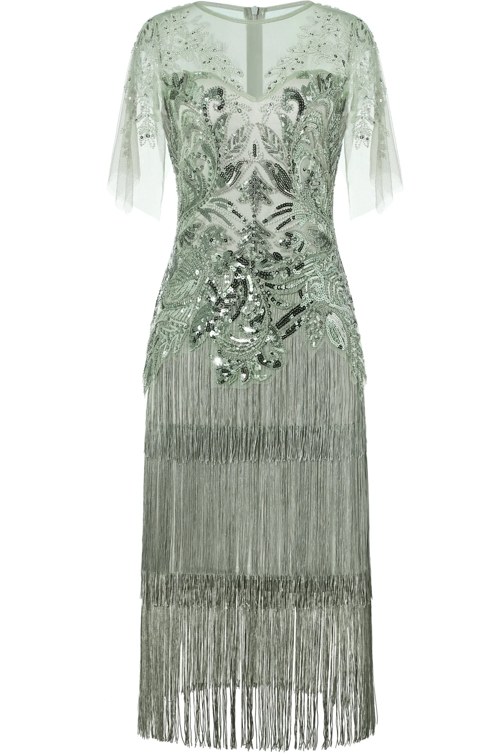 BABEYOND Flapper Dresses | Wedding Dresses<Exquisite Floral Fringe Flapper Dress