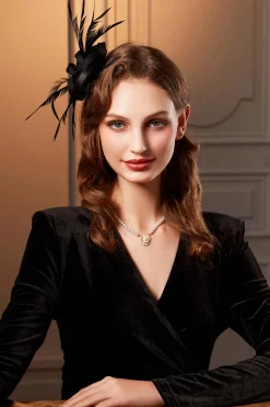 BABEYOND Fascinators<Exquisite Ribbon Knot Feather Fascinator