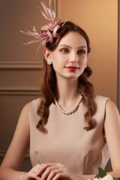 BABEYOND Fascinators<Exquisite Ribbon Knot Feather Fascinator