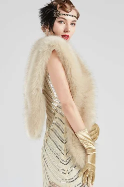 BABEYOND Shawls & Scarves | Vintage<53.9" Faux Fur Shoulder Collar Scarf