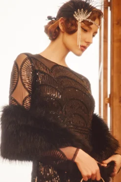 BABEYOND Shawls & Scarves | Vintage<47.2" Faux Fur Shoulder Winter Scarf