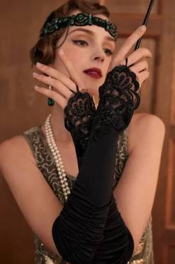 BABEYOND Gloves | Flapper<15'' Finger Loop Satin Stretchy Gloves
