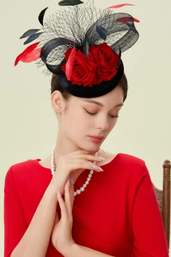 BABEYOND Fascinators<Floral Feather Tinted Pillbox Fascinator