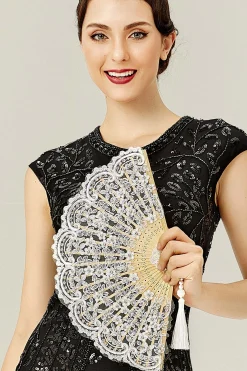 BABEYOND Fans<Floral Non-Foldable Tassel Fan