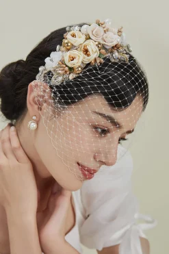 BABEYOND Fascinators | Lady<Flowery Tea Party Veil Fascinator