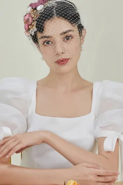 BABEYOND Fascinators | Lady<Flowery Tea Party Veil Fascinator