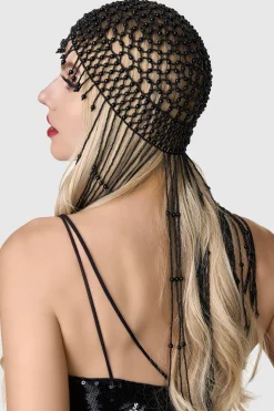 BABEYOND Rhinestone | Rhinestone<Fully Beaded Pearl Flapper Tassel Cap