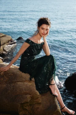 BABEYOND Evening Dresses | Formal Dresses<Geometric Embroidery Single Shoulder Evening Gown